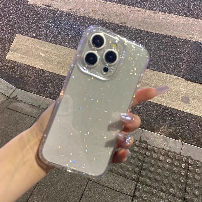 Glitter Transparent Phone Case For iPhone 17 11 12 13 14 15 16 Pro Max 14 15 16 Plus