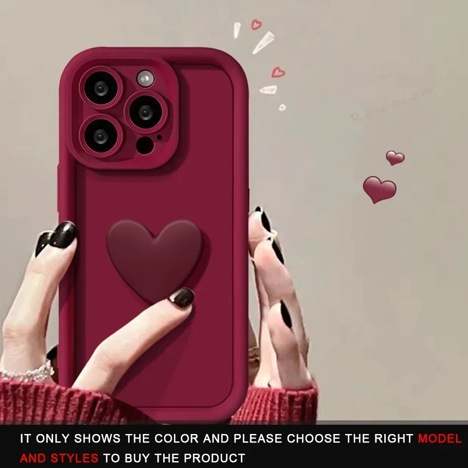 Luxury Heart Case for iPhone X XR XS MAX SE 7 8 Plus 13 14 11 12 15 Pro Max