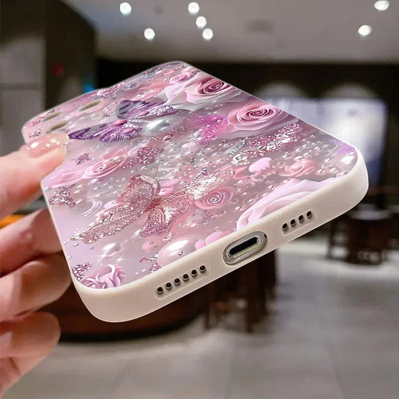 Pink Rose Flower Case For Samsung Galaxy S25 S24 Ultra 5G S23 S22 Plus S21 FE A56 A15 A35 A55 A34 A54 A33 A53