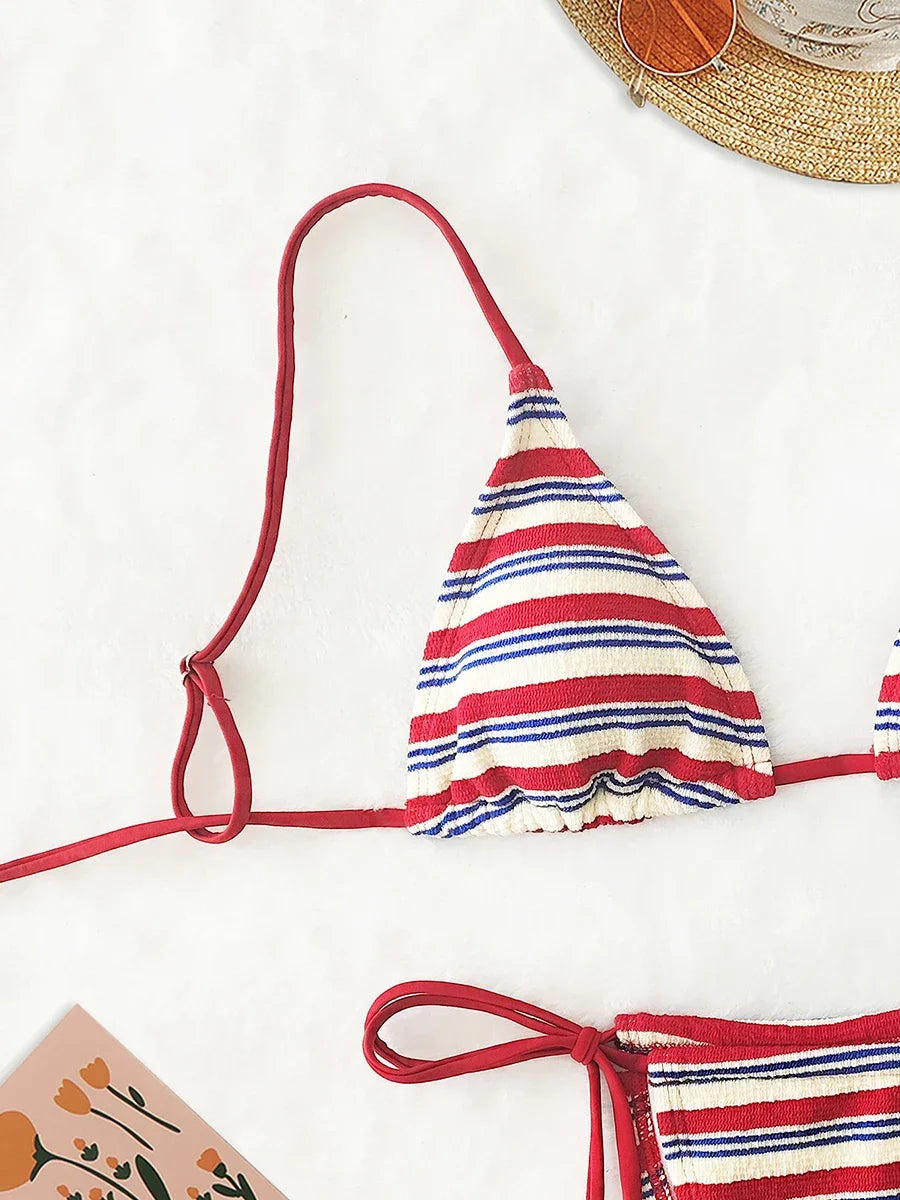 Stripe Triangle Bikini ❤️☀️