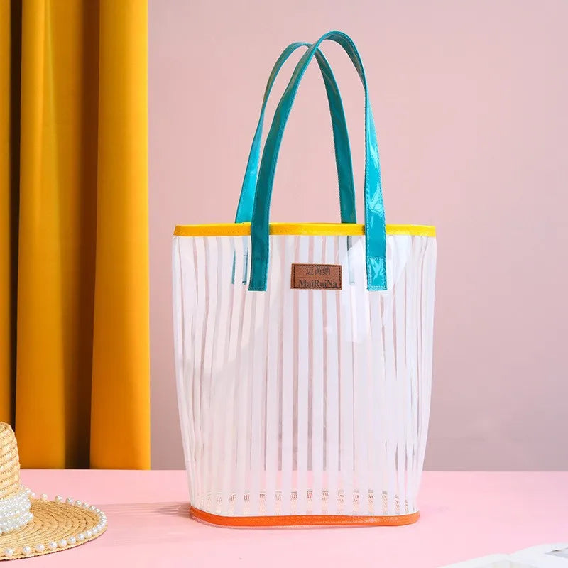 Διάφανη Beach Bag Ριγέ