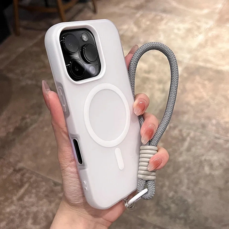 Magnetic Wrist Strap Phone Case for iPhone 16E 15 14 Plus 13 12 11 16 Pro Max
