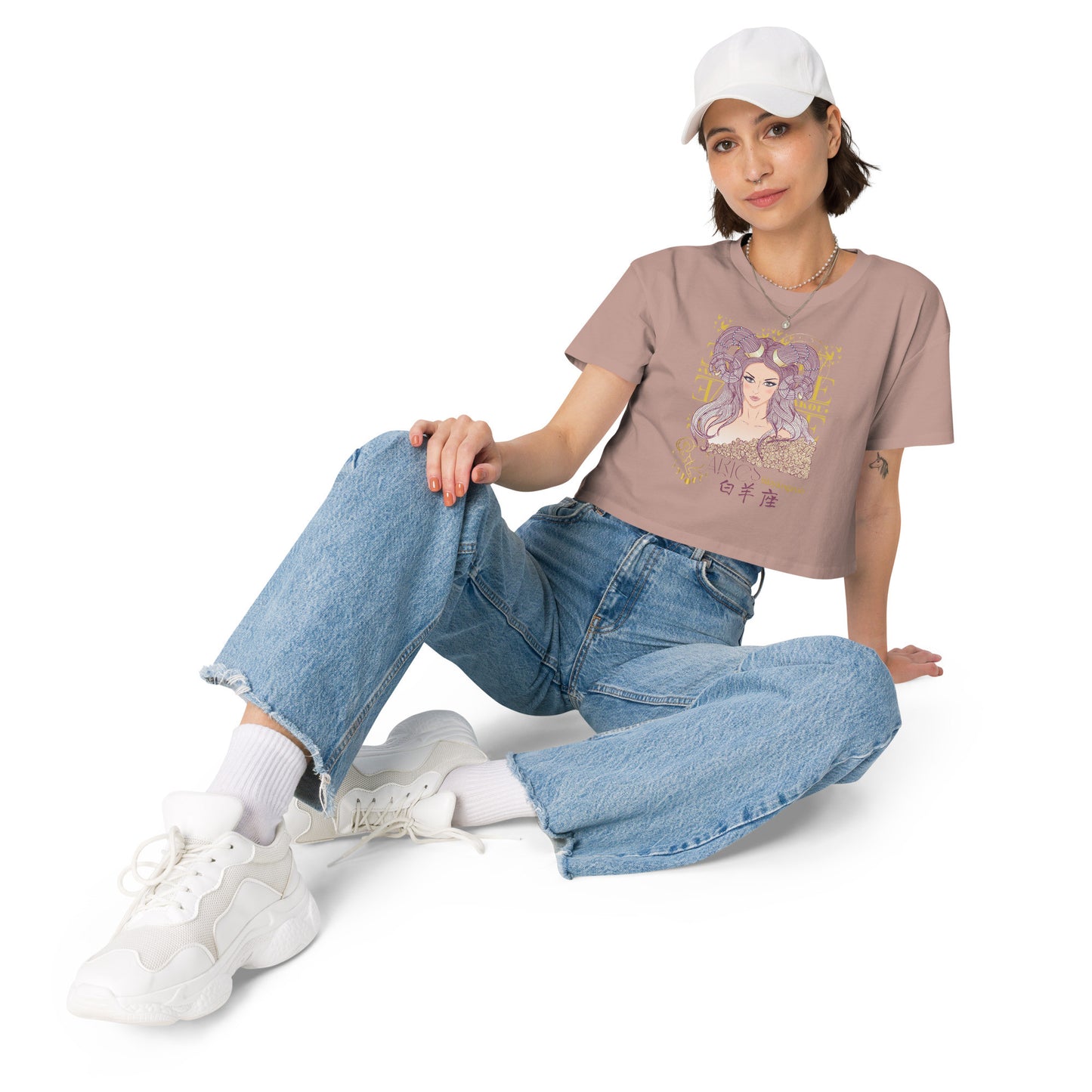 Aries Crop Top T-Shirt with Zodiac-9