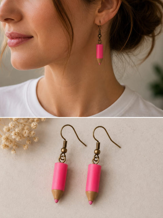 Pink Pencil Earrings