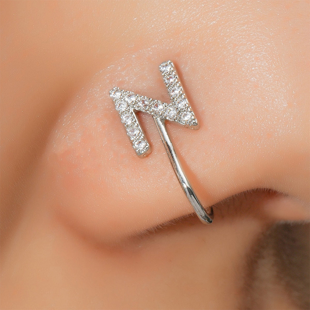 No Piercing Letter Nose Pin with Zircon – U Shape