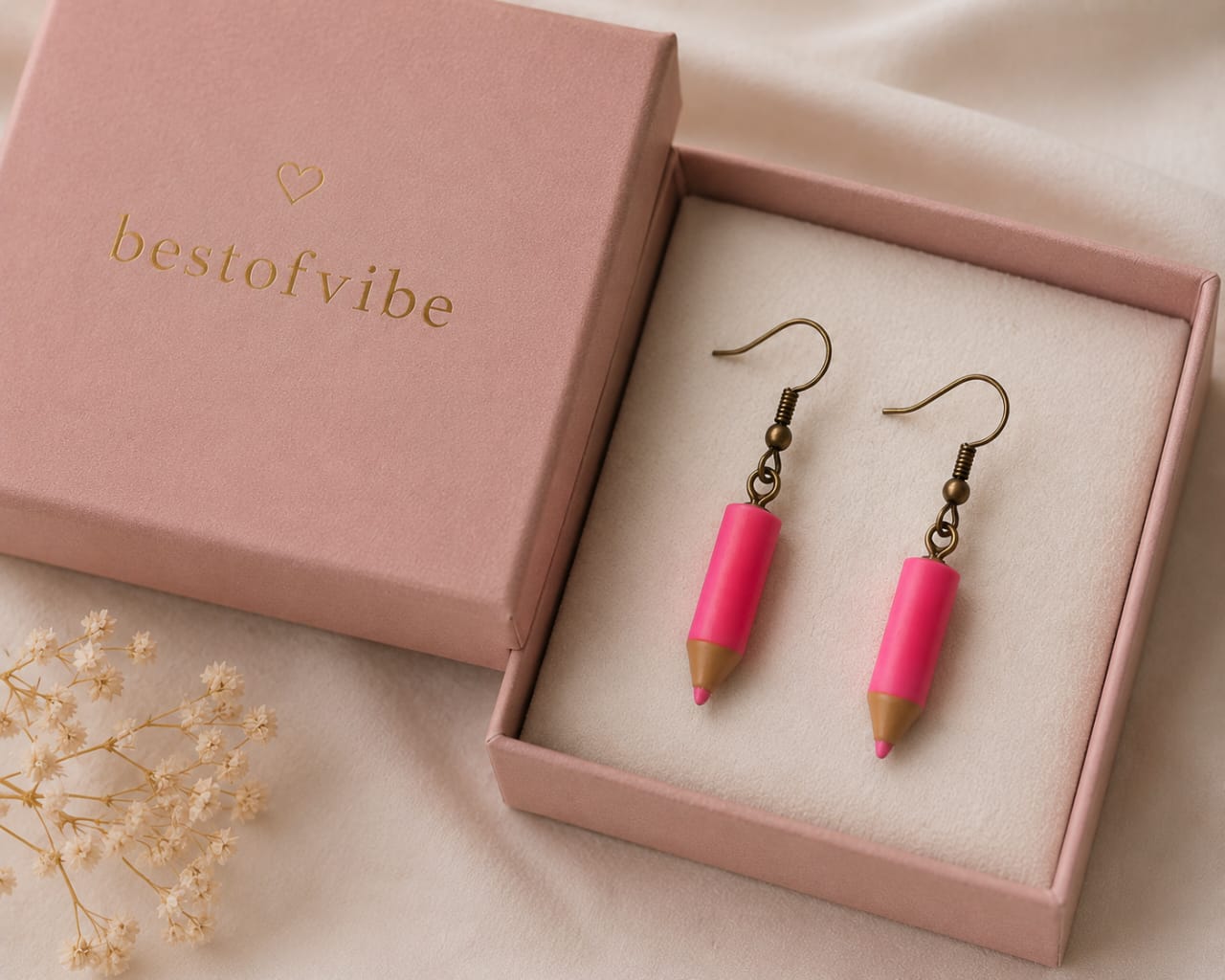 Pink Pencil Earrings