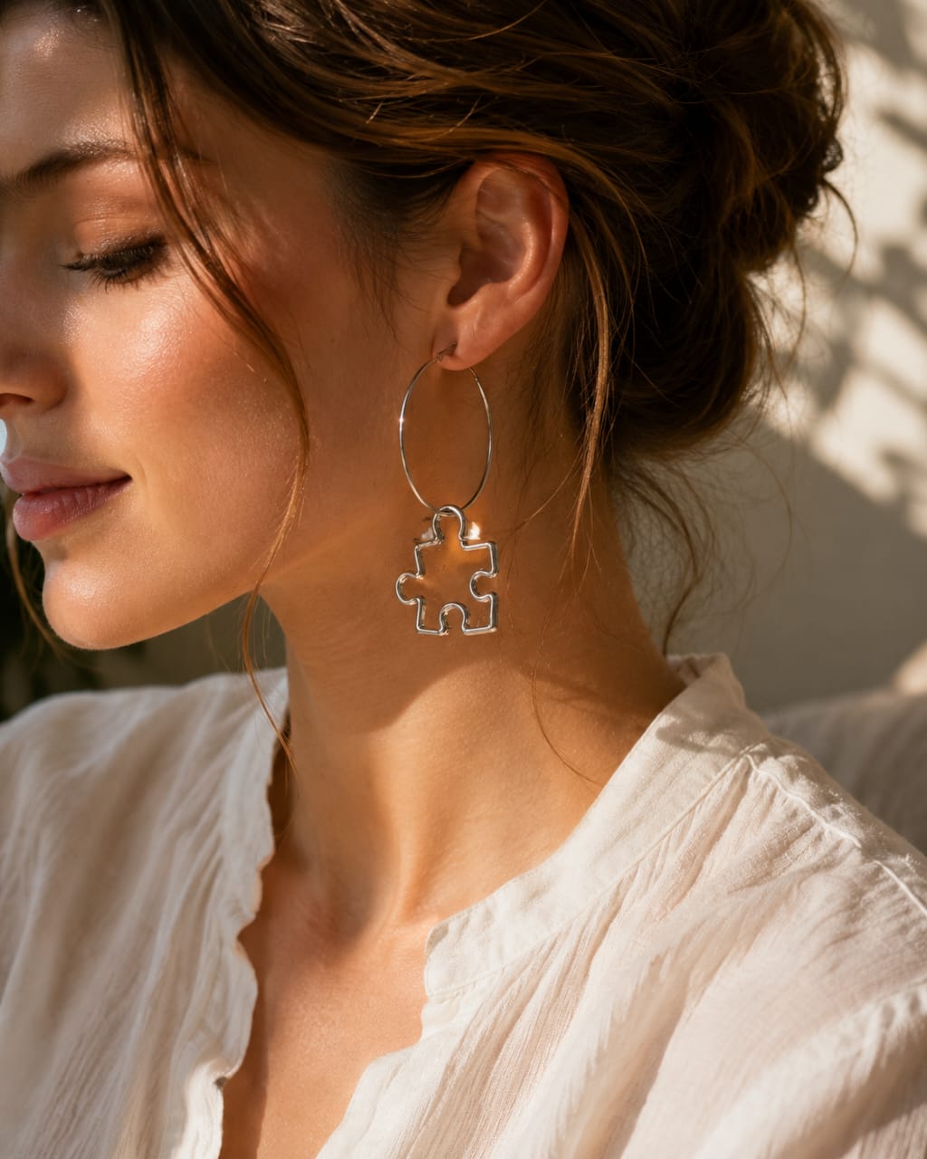 Puzzle Piece Hoop Earrings 🧩
