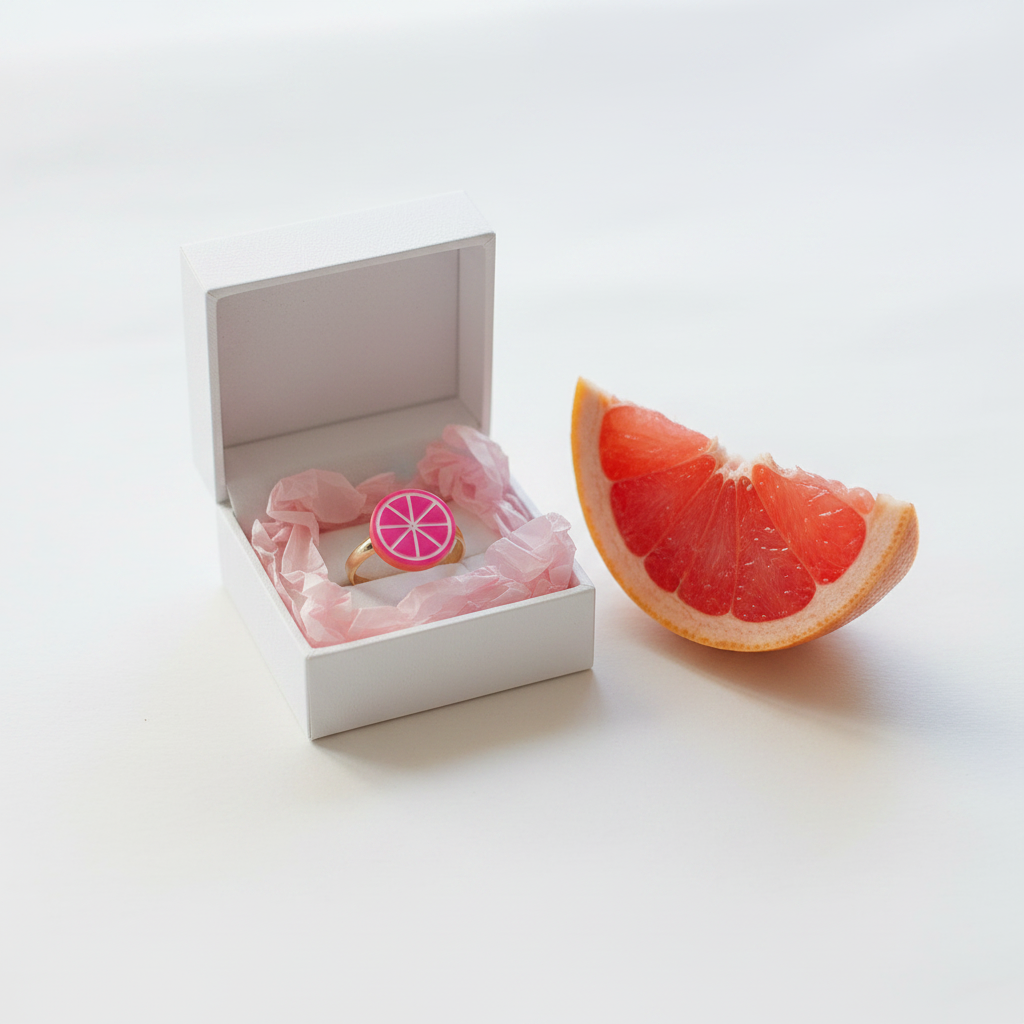 Δαχτυλίδι Citrus Slice | Χρυσό με Ροζ Γκρέιπφρουτ