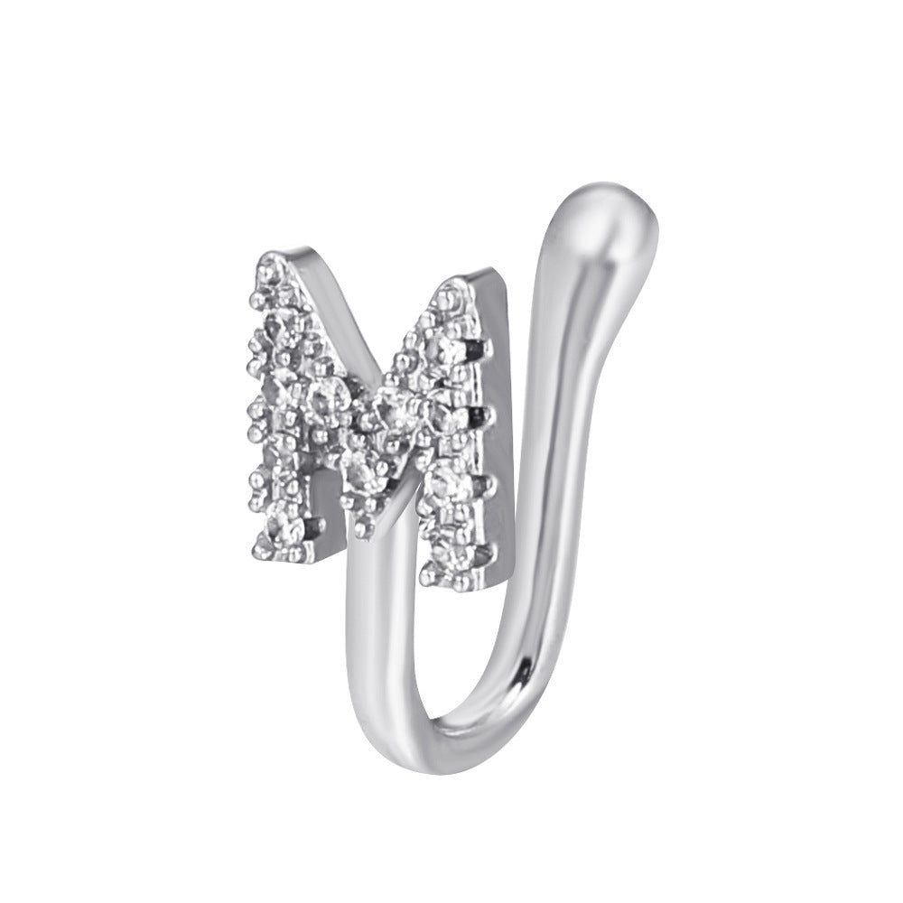 No Piercing Letter Nose Pin with Zircon – U Shape