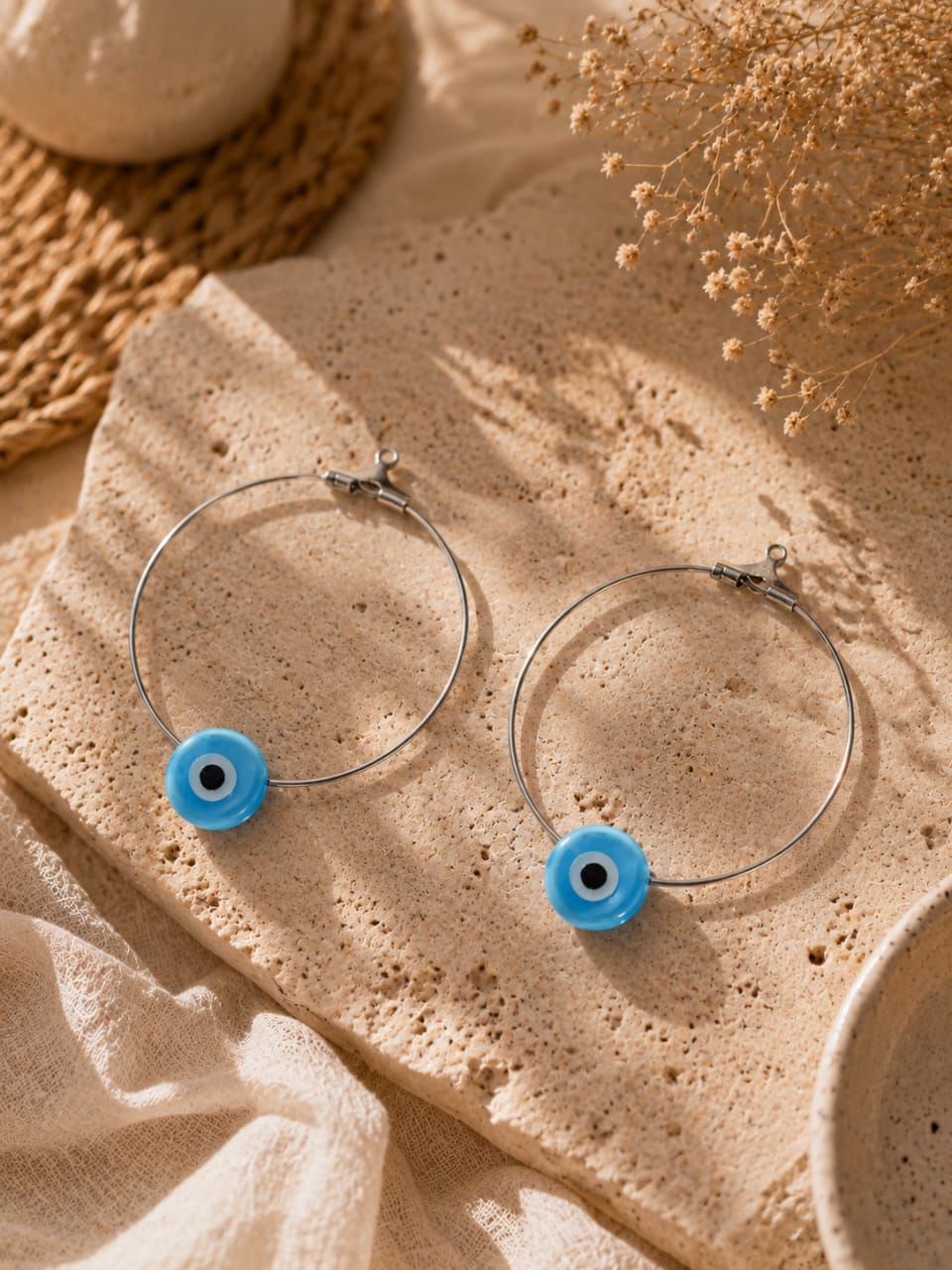 Blue Evil Eye Hoop Earrings 🧿💙