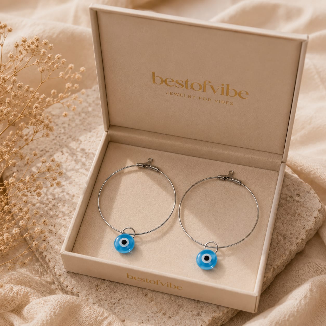 Blue Evil Eye Hoop Earrings 🧿💙