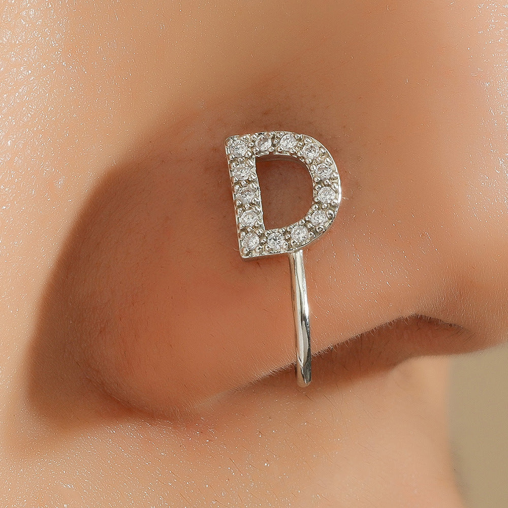 No Piercing Letter Nose Pin with Zircon – U Shape