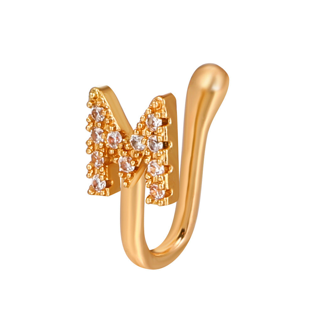 No Piercing Letter Nose Pin with Zircon – U Shape