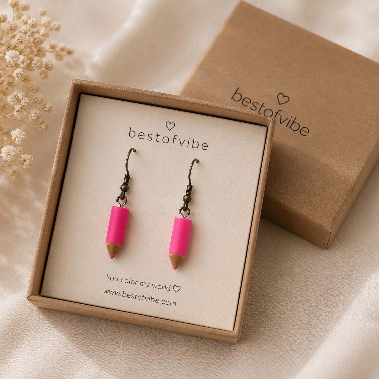 Pink Pencil Earrings