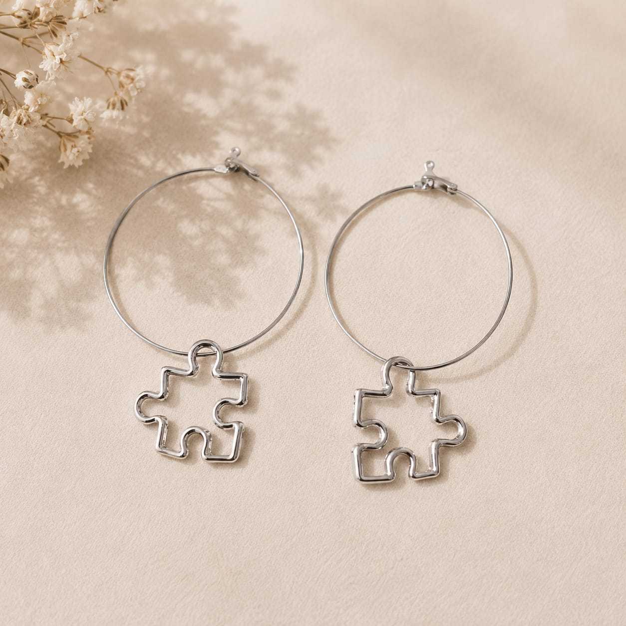Puzzle Piece Hoop Earrings 🧩