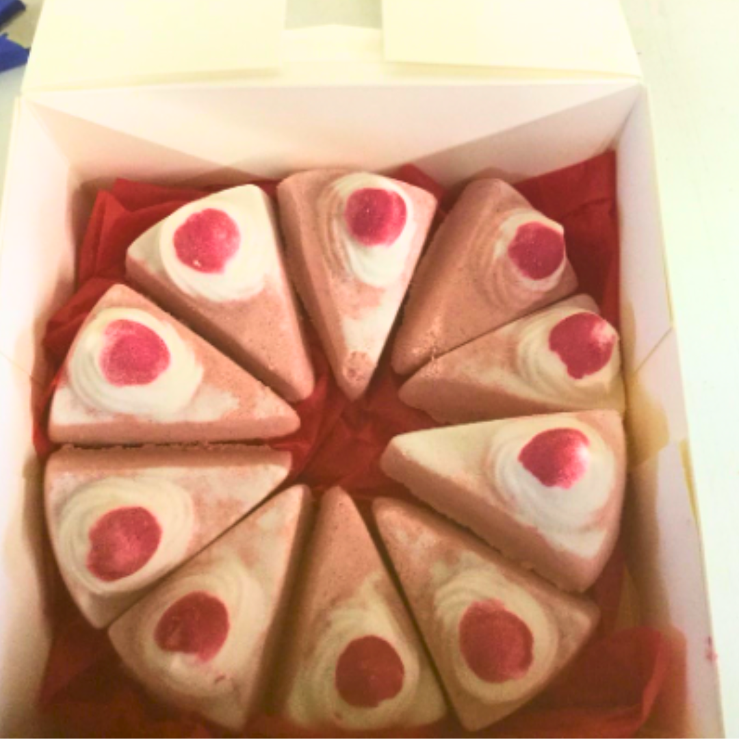 Bath Bomb Strawberry Cake Slice – Whipped Shea Butter & Sweet Spa Treat