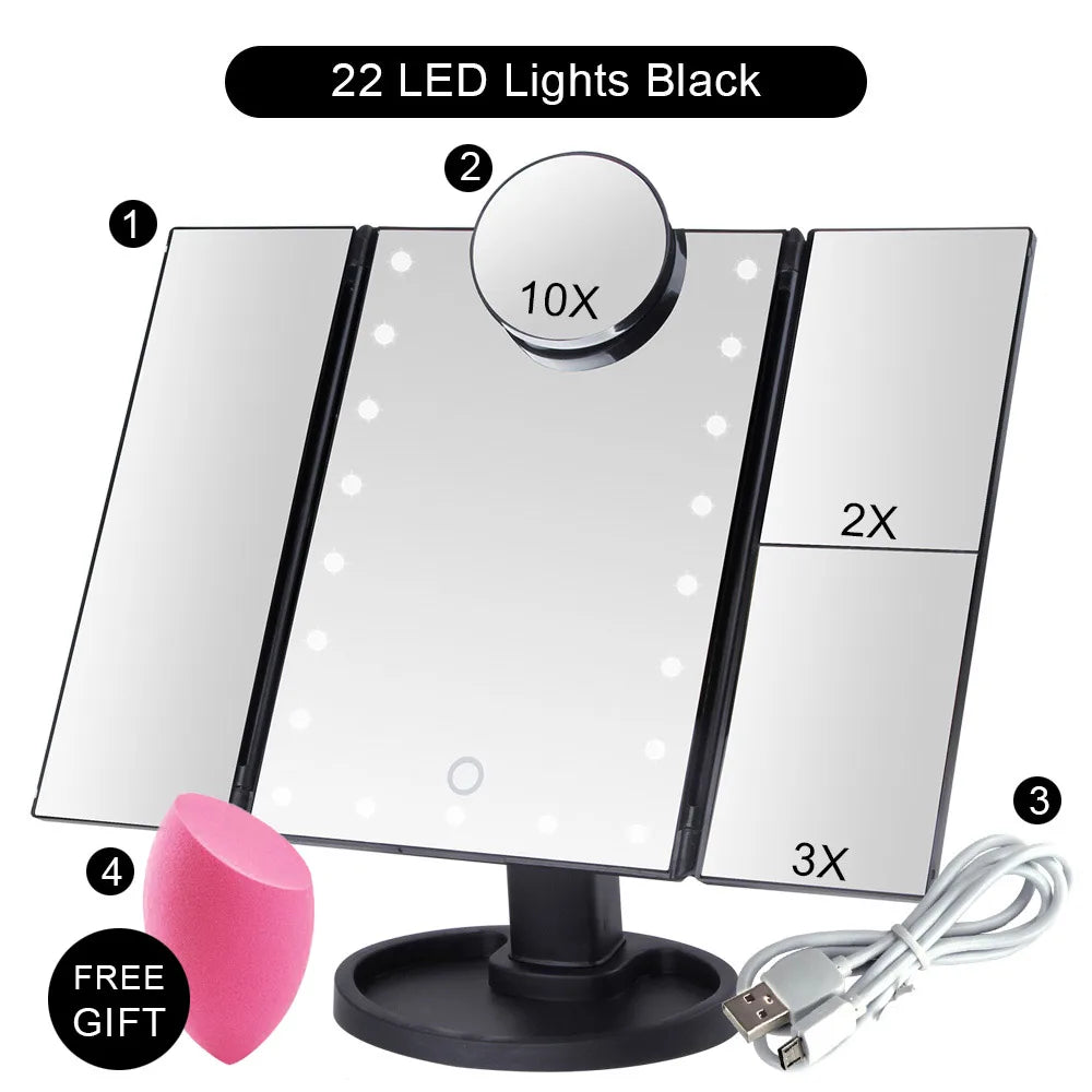 Touch Screen Makeup Mirror with 22 LED Light
