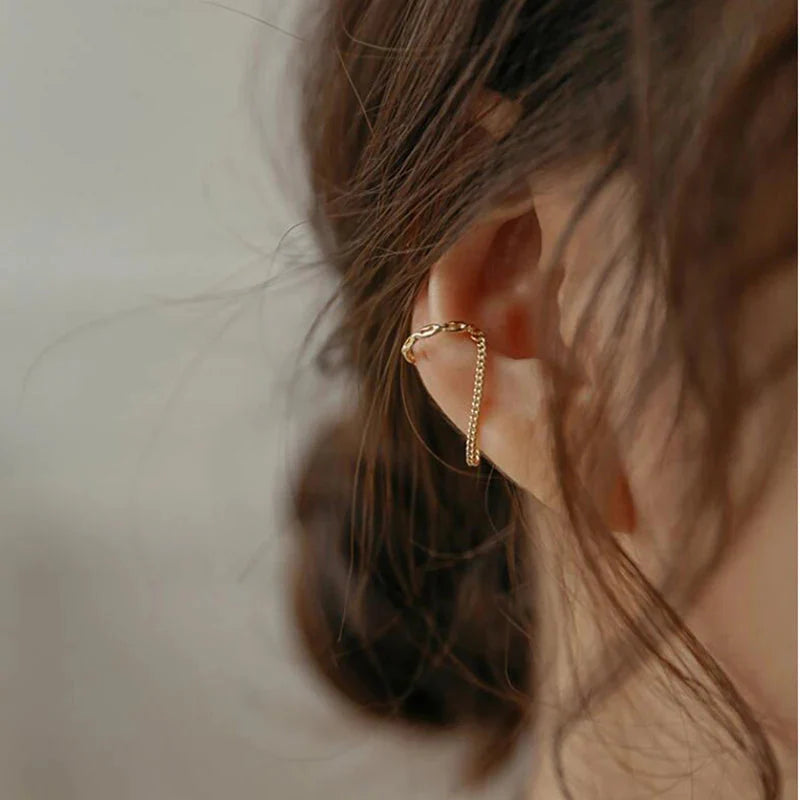 Minimal No Piercing Ear Cuff – Chain Drop Earcuff