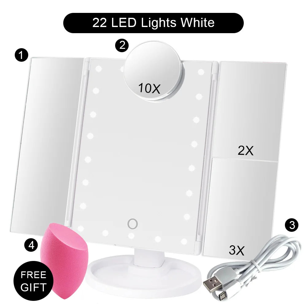 Touch Screen Makeup Mirror with 22 LED Light
