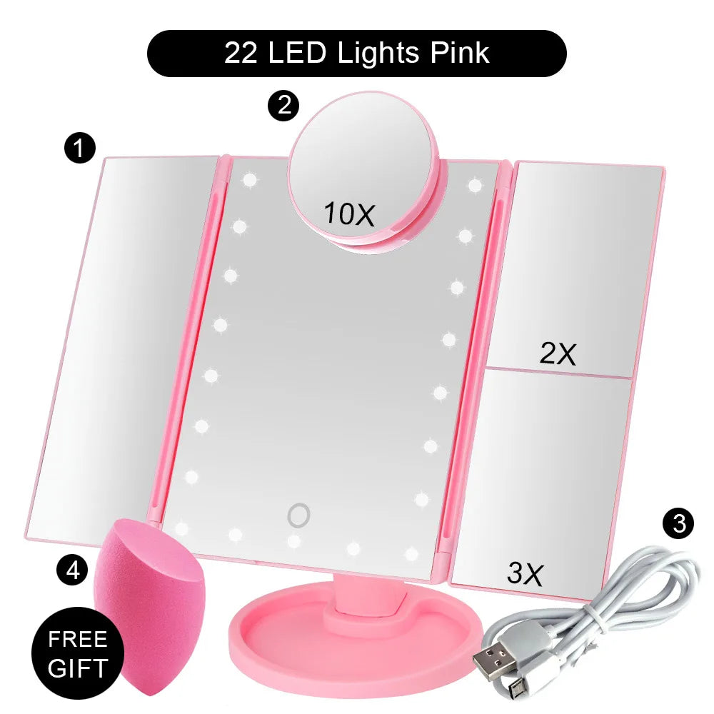 Touch Screen Makeup Mirror with 22 LED Light