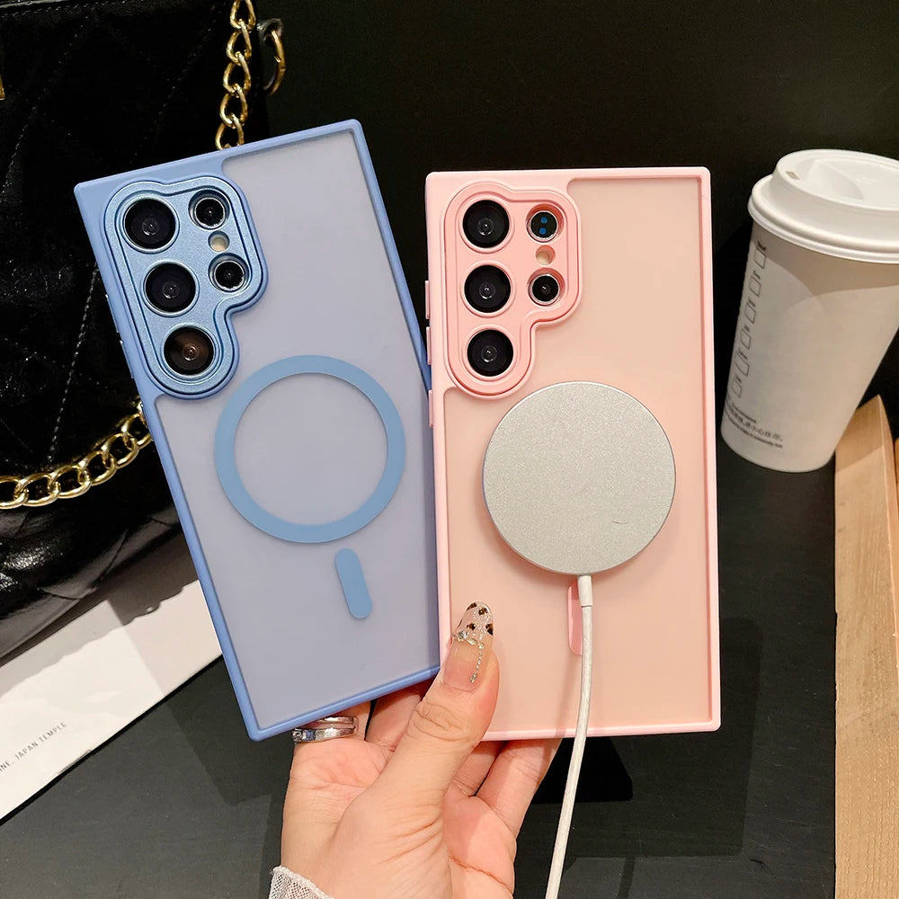 Luxury Matte Armor Magsafe Case – Μαγνητική Θήκη Κινητού με Προστασία & Wireless Charging (Samsung S23/S24/S25 Series)