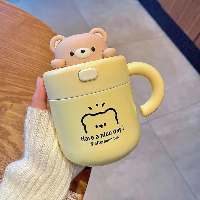 Kawaii Bear Coffee Thermal Cup For Hot Cold Drinks