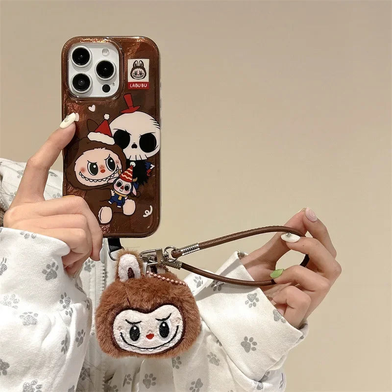 Cartoon Labubu Premium Silicone Phone Case for iPhone 16/15 pro Max/14/13 Cute Protective Cover Compatible with Multiple Models