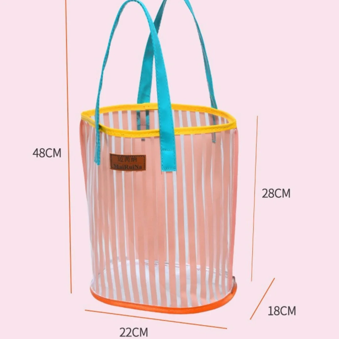 Διάφανη Beach Bag Ριγέ