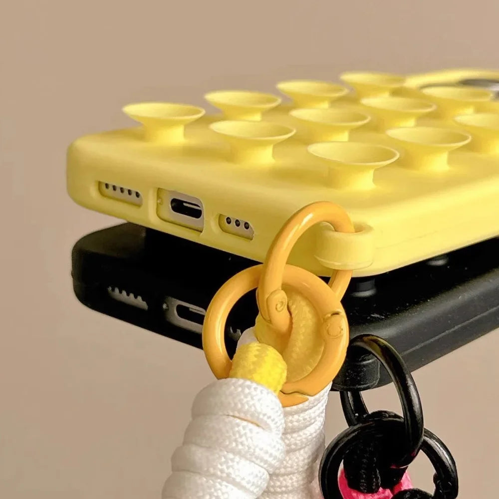 Candy Color Suction Cup Case – Αντιολισθητική Θήκη Κινητού με Λουράκι (iPhone 11–16 Pro Max)