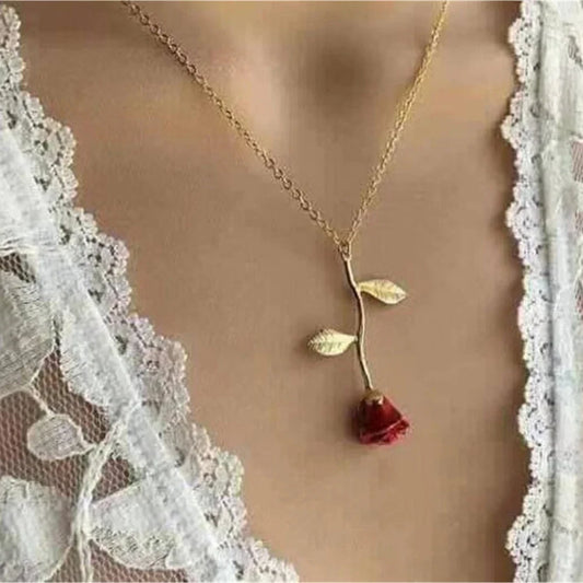 3D Rose Flower Necklace