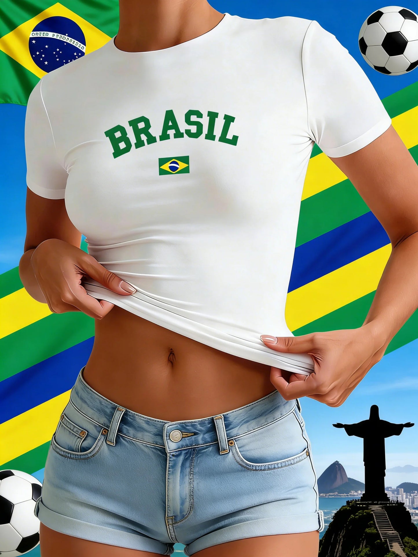 Brasil Flag Crop T-Shirt