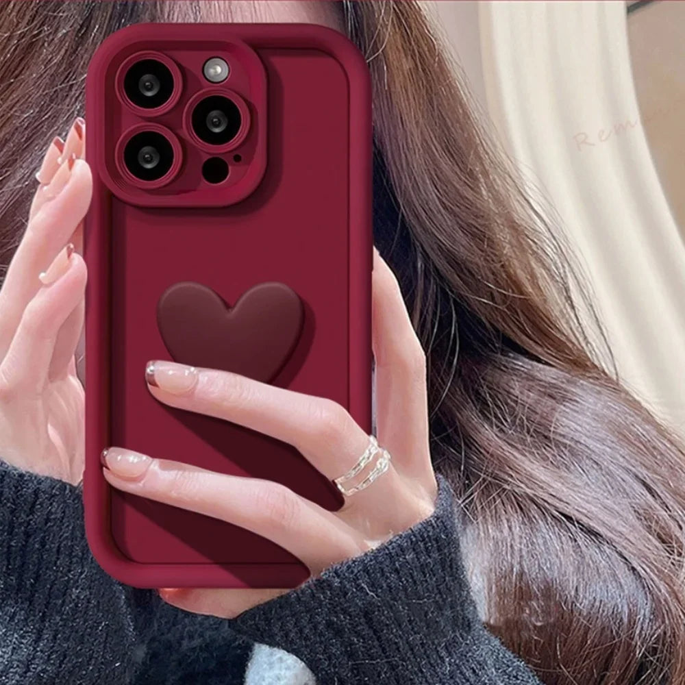 Luxury Heart Case for iPhone X XR XS MAX SE 7 8 Plus 13 14 11 12 15 Pro Max