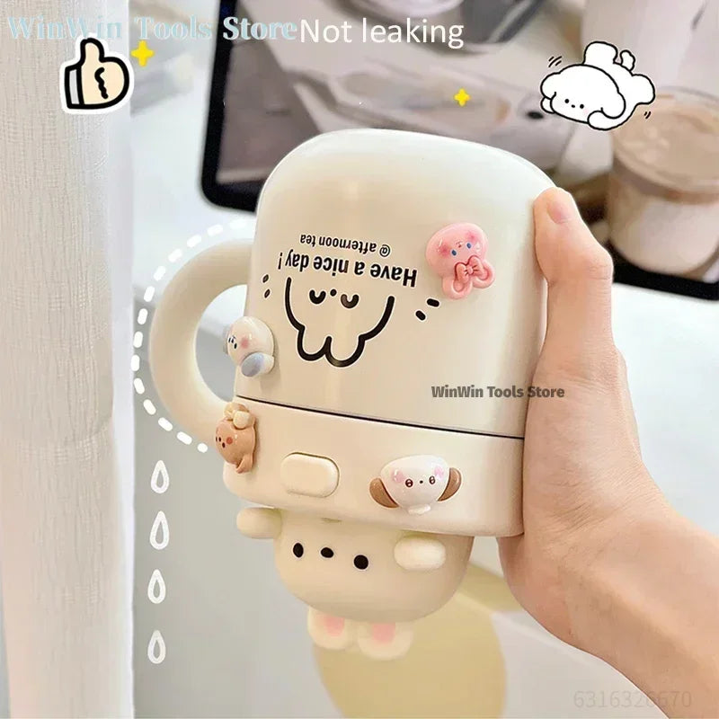 Kawaii Bear Coffee Thermal Cup For Hot Cold Drinks