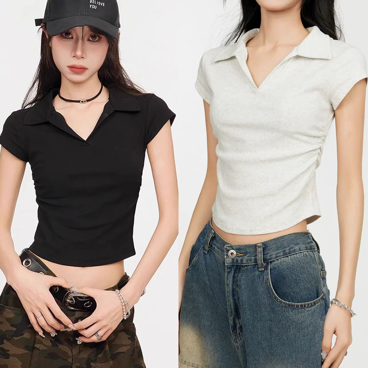 CLEAN GIRL POLO TOP ✨🤍