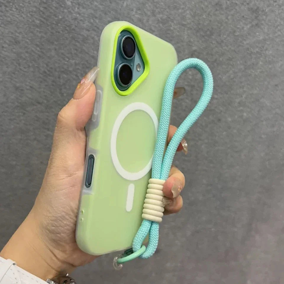 Magnetic Wrist Strap Phone Case for iPhone 16E 15 14 Plus 13 12 11 16 Pro Max