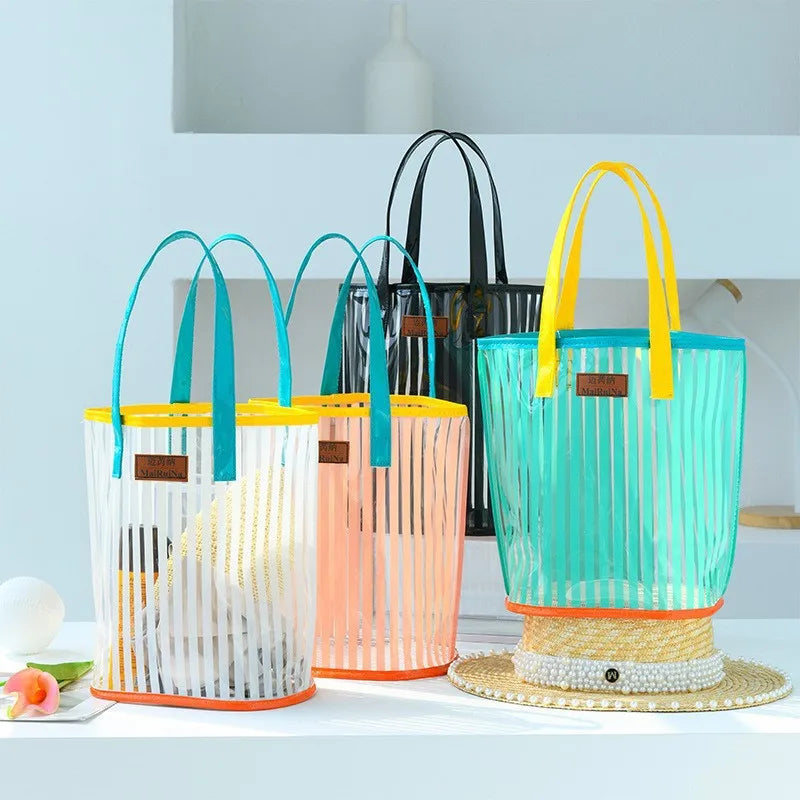 Διάφανη Beach Bag Ριγέ