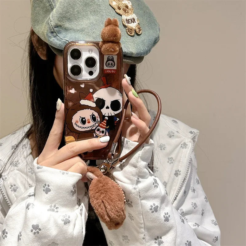 Cartoon Labubu Premium Silicone Phone Case for iPhone 16/15 pro Max/14/13 Cute Protective Cover Compatible with Multiple Models