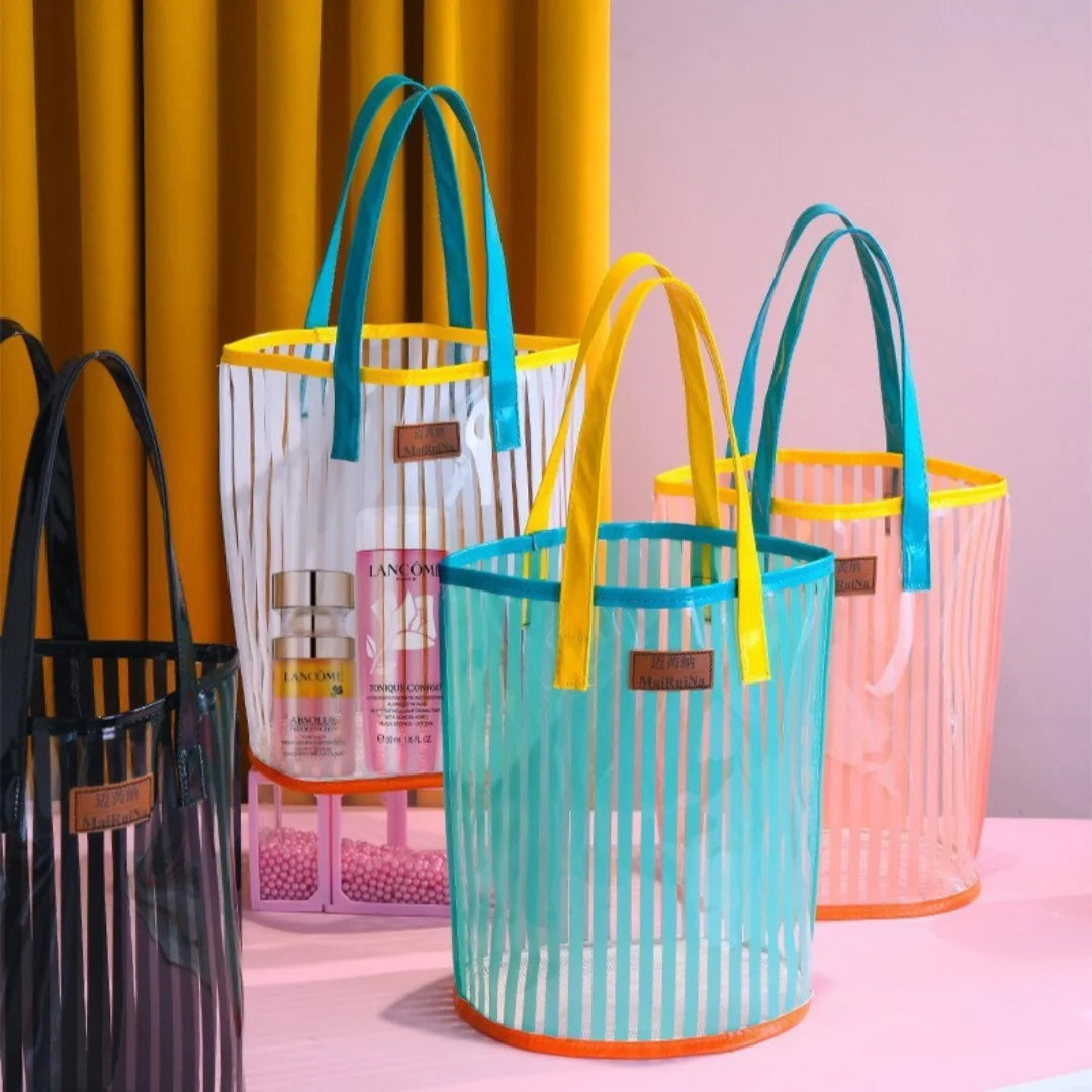 Διάφανη Beach Bag Ριγέ