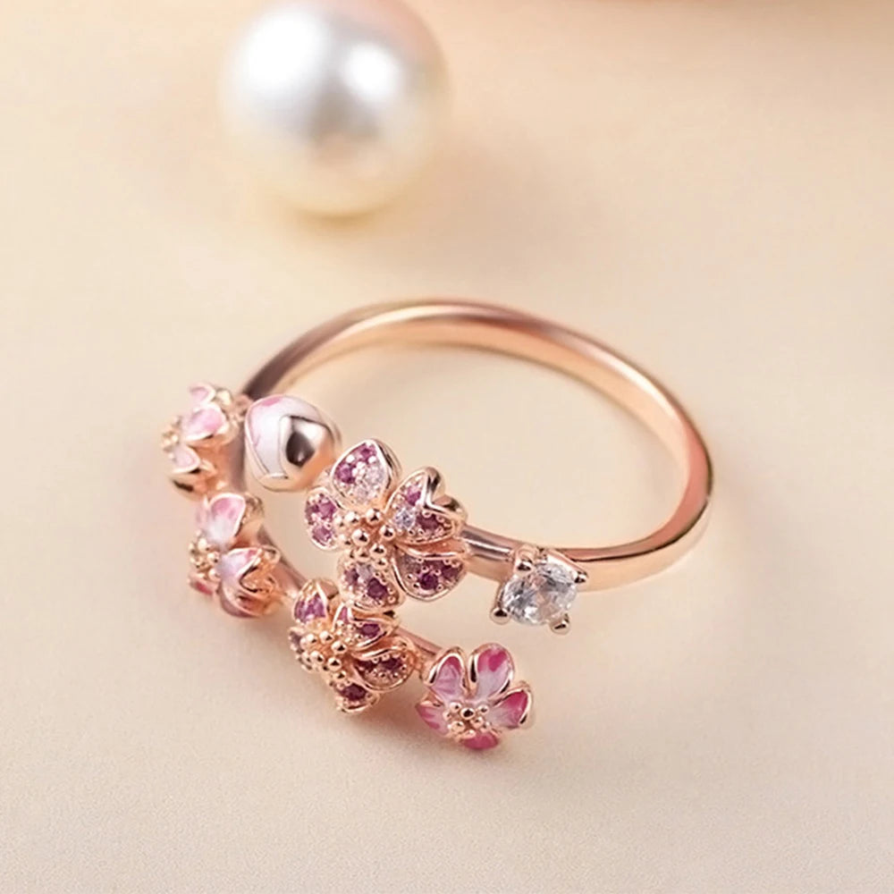 Silver Pink  Open Ring