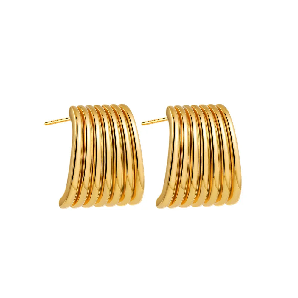 Trendy Stainless Steel Multilayer Circle Twist Knot Earrings