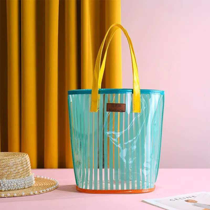 Διάφανη Beach Bag Ριγέ