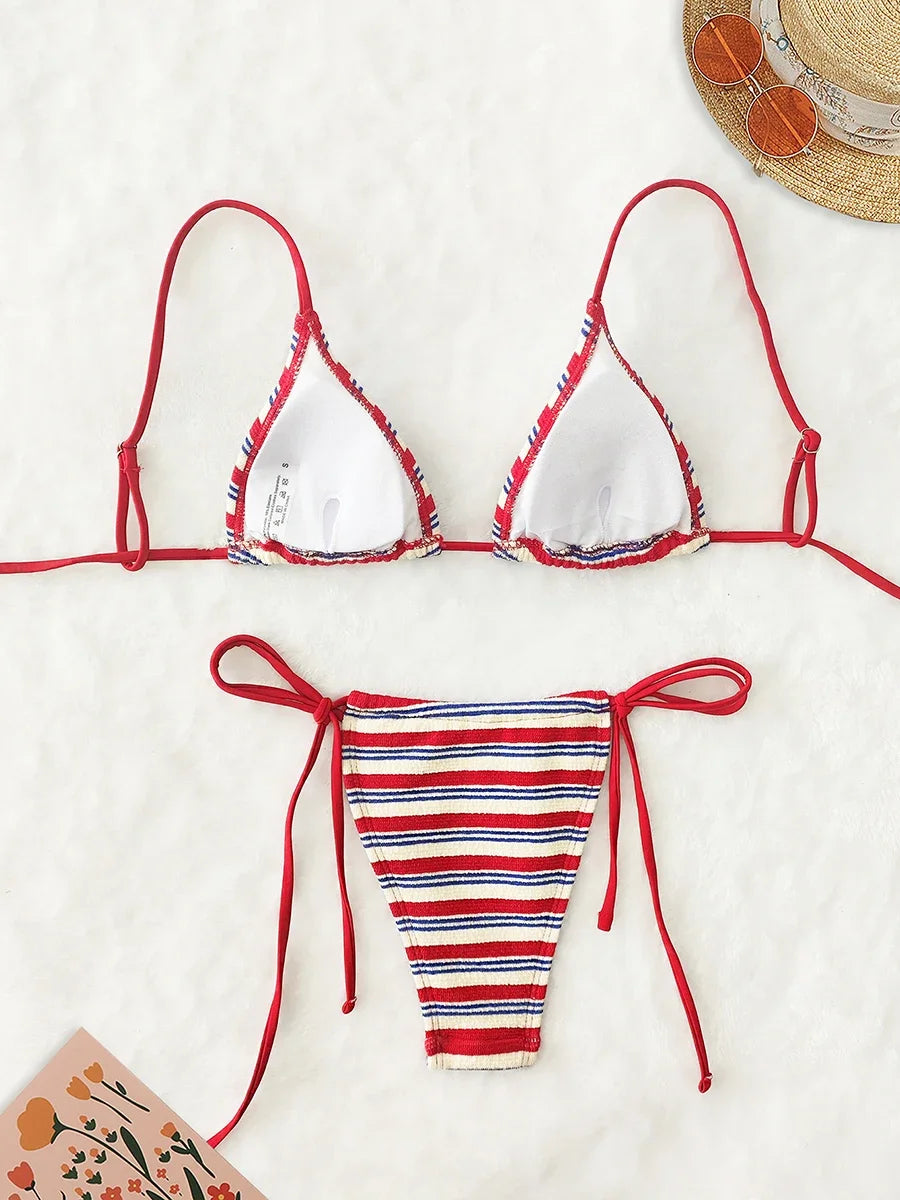 Stripe Triangle Bikini ❤️☀️