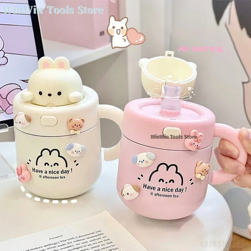 Kawaii Bear Coffee Thermal Cup For Hot Cold Drinks