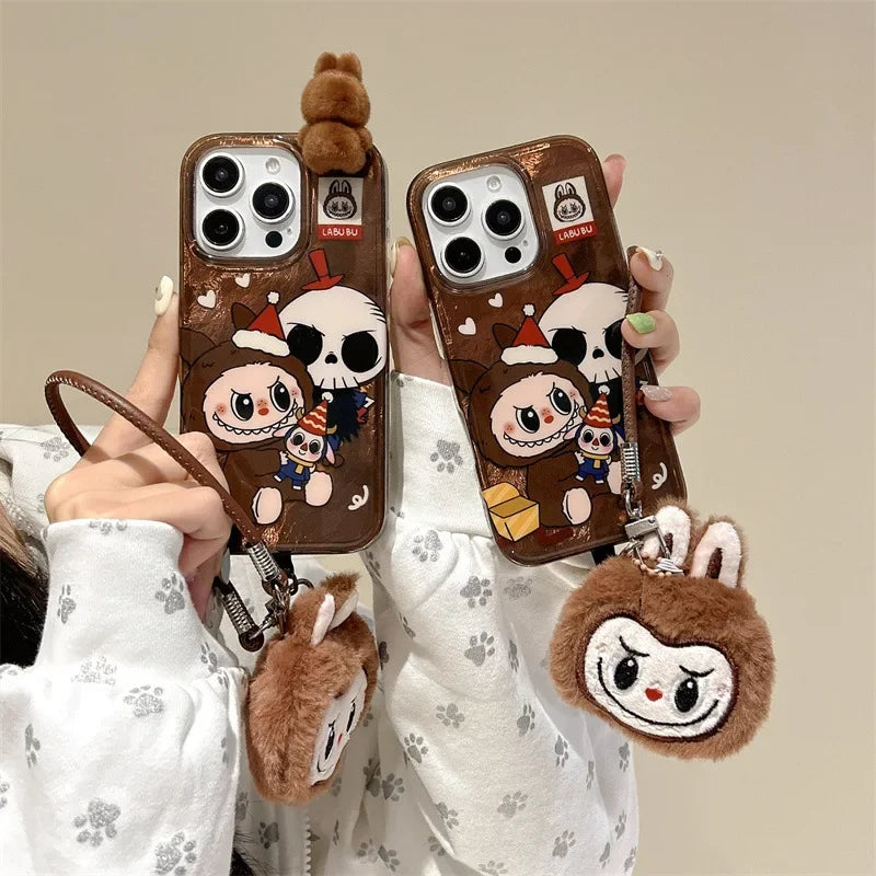 Cartoon Labubu Premium Silicone Phone Case for iPhone 16/15 pro Max/14/13 Cute Protective Cover Compatible with Multiple Models