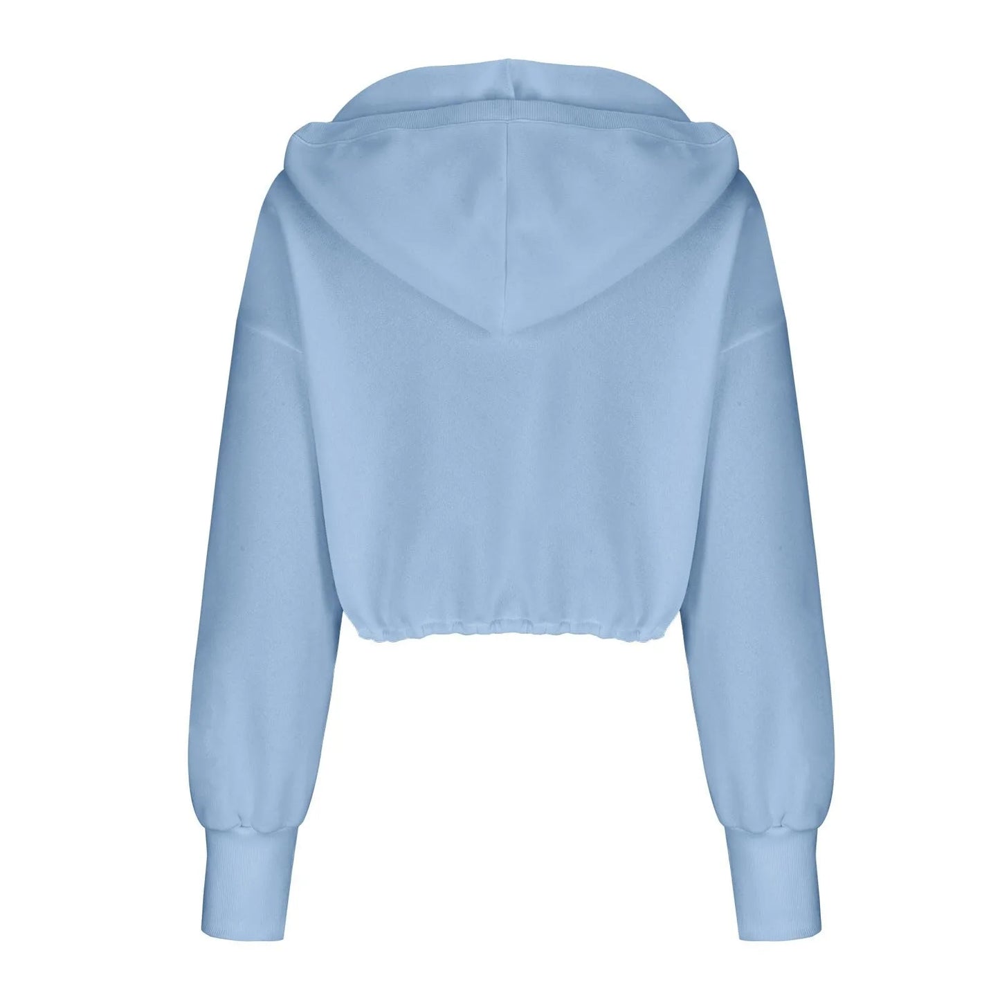 Crop Sweatshirt V Neck Zip Up