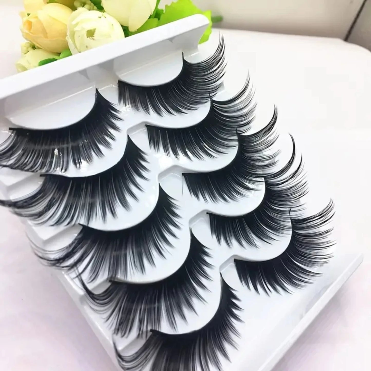 5 Pairs Cat-Eye False Eyelashes – Πυκνές Μαύρες Βλεφαρίδες Faux Mink για Glam & Party Looks