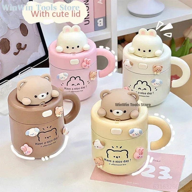 Kawaii Bear Coffee Thermal Cup For Hot Cold Drinks
