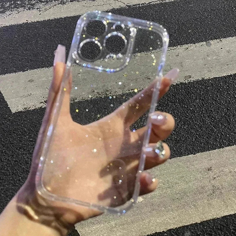 Glitter Transparent Phone Case For iPhone 17 11 12 13 14 15 16 Pro Max 14 15 16 Plus
