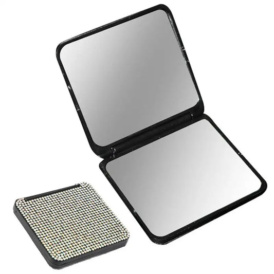 Rhinestone Compact Mirror – Διπλός Καθρέφτης Τσάντας με Strass & Glam Design (Folding Makeup Mirror)
