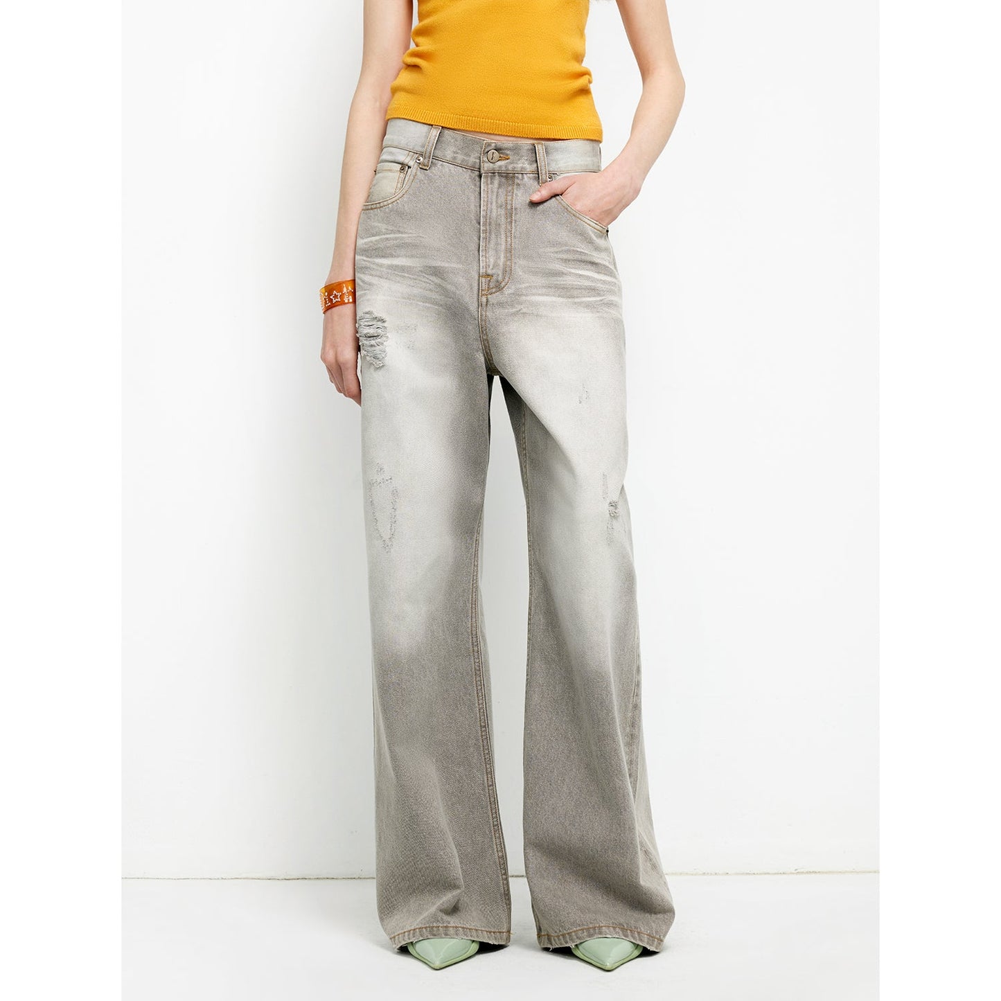"Adolescent" Retro Street Style Heavy-Wash Low-Waist Jeans
